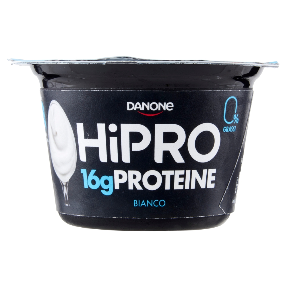 HIPRO Yogurt Magro Bianco Naturale, con 16g di Proteine, 0% di Grassi, Senza Zuccheri aggiunti, 160g